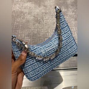 Givenchy denim bag, has chain shoulder strap and detachabledenimcrossbody strap